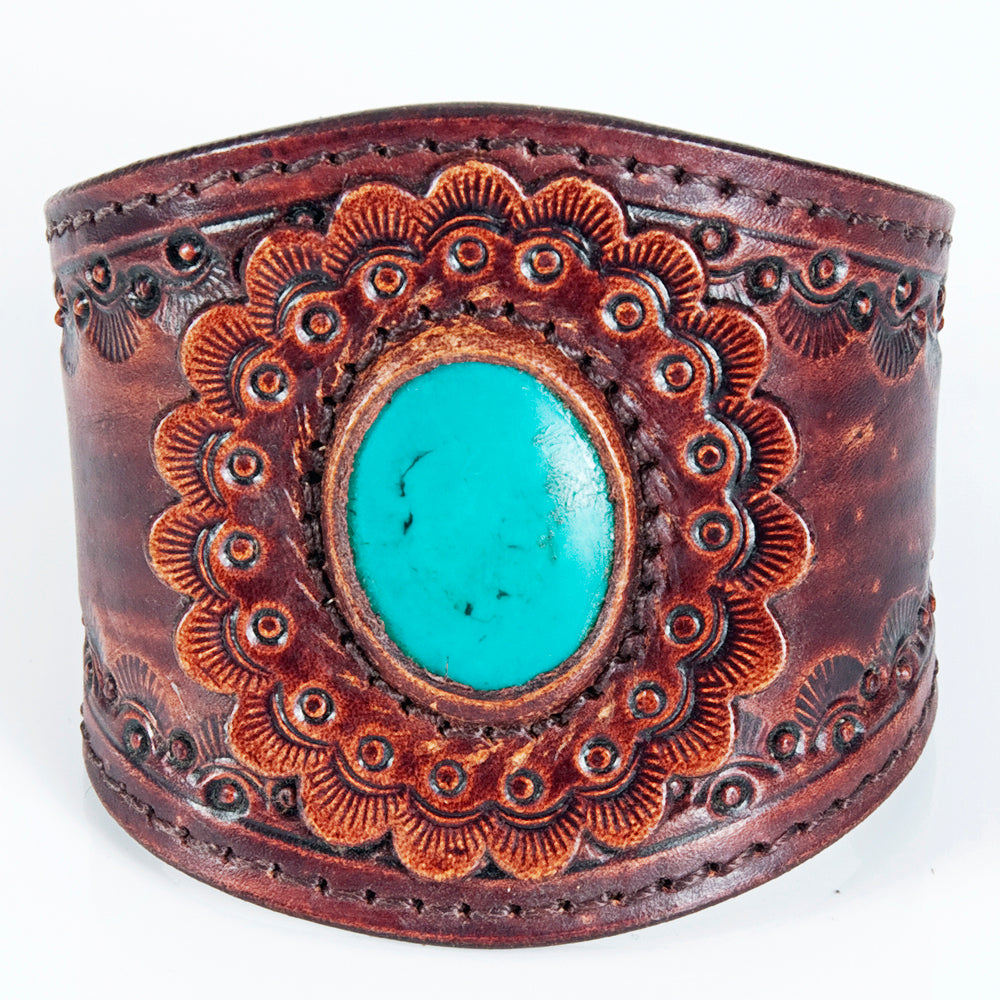 American Darling ADBRF136 Hand tooled carved Genuine Leather Bracelet women