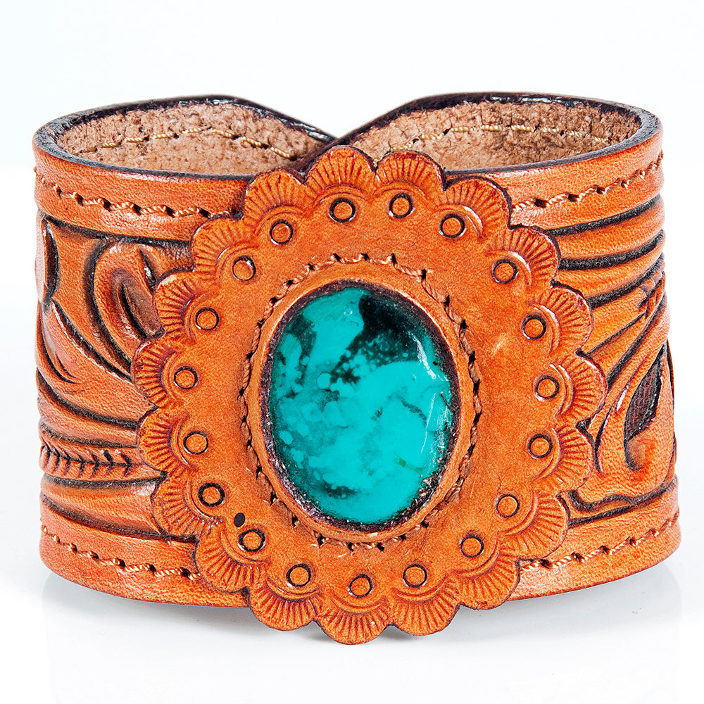 American Darling ADBRF137 Hand tooled carved Genuine Leather Bracelet women