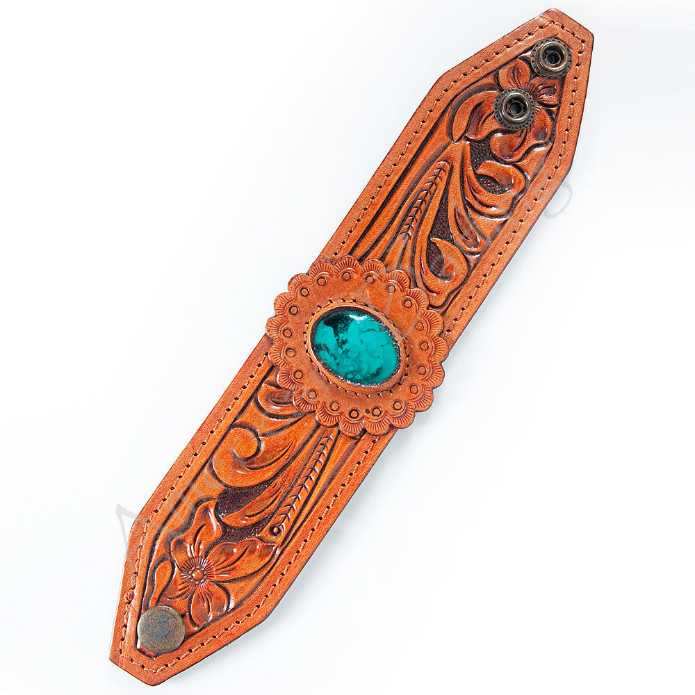 American Darling ADBRF137 Hand tooled carved Genuine Leather Bracelet women