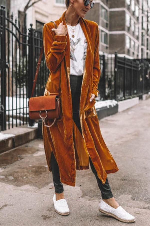 Luxe Velvet Long Coat – Soft, Elegant, and Stylish Velvet Outerwear for Women