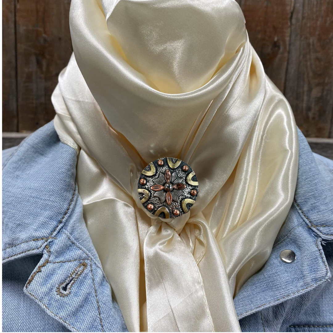 35X35" Solid Cream Wild Rag / Scarf WRS11 - Western Concho Wild Rag Slides - Assorted