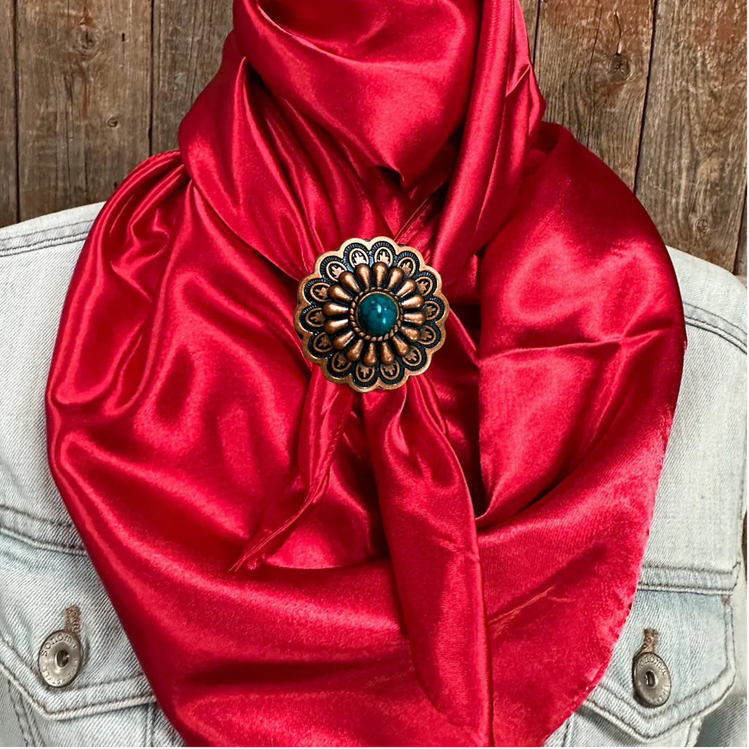 35X35" Solid Electric Red Wild Rag / Scarf WRS10 - Western Concho Wild Rag Slides - Assorted