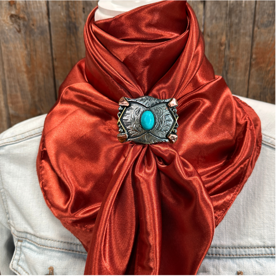 35X35" Solid Rust Wild Rag / Scarf WRS16 - Western Concho Wild Rag Slides - Assorted