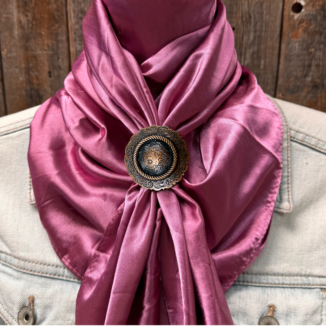 35X35" Solid Rose Wild Rag / Scarf WRS6 - Western Concho Wild Rag Slides - Assorted