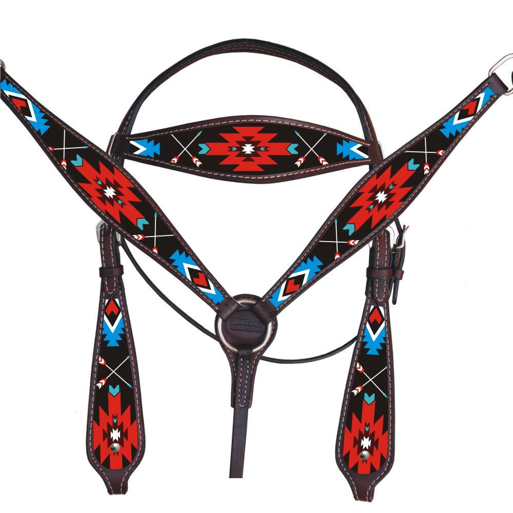 Hilason Western Horse Headstall Breast Collar Set American Leather Brown