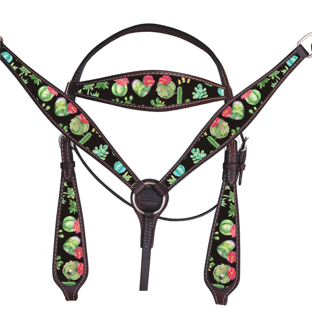Hilason Western Horse Headstall Breast Collar Set American Leather Brown