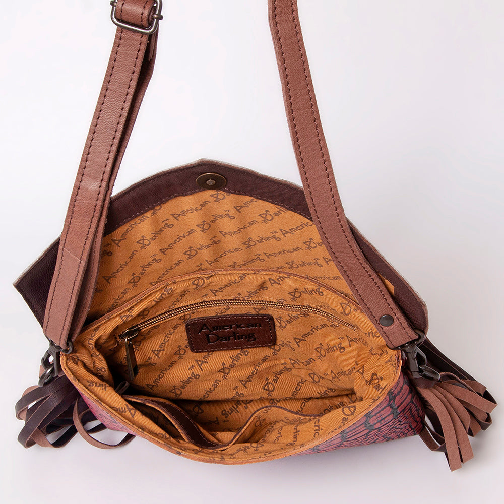 ADBGZ314 American Darling Hair On Crocodile Embossed Genuine Leather Women Bag Western Handbag Purse