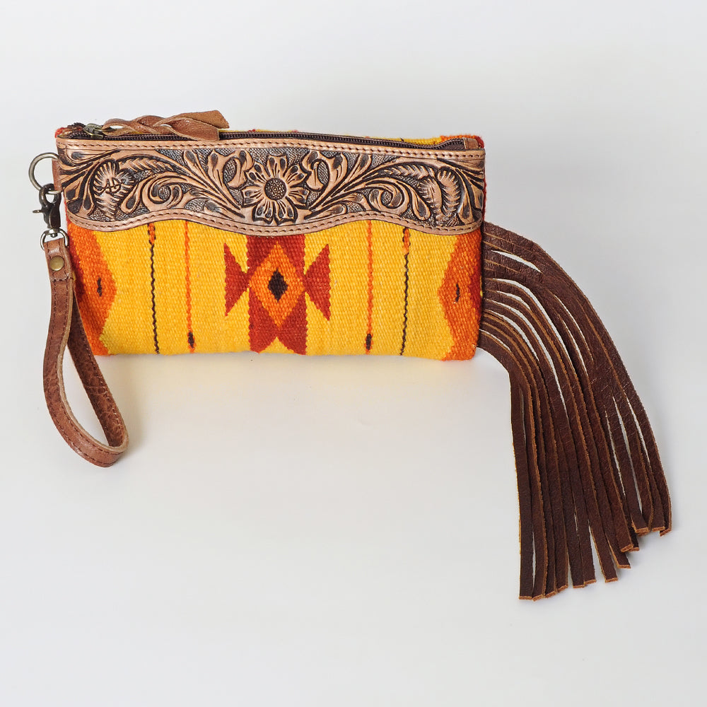 ADBG344I American Darling WRISTLET Hand Tooled Upcycled Wool Genuine Leather women bag western handbag purse