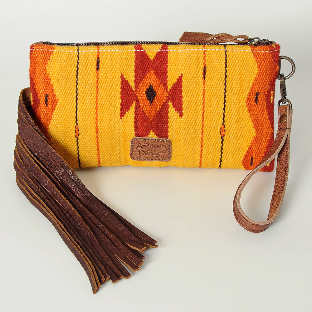 ADBG344I American Darling WRISTLET Hand Tooled Upcycled Wool Genuine Leather women bag western handbag purse