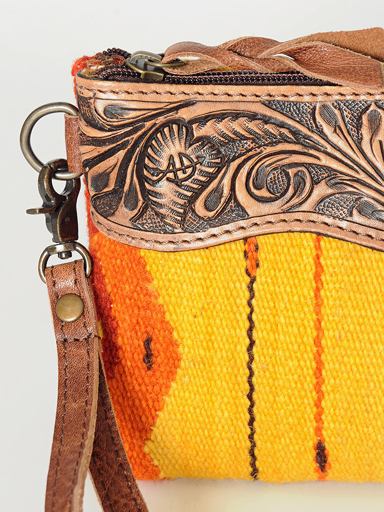 ADBG344I American Darling WRISTLET Hand Tooled Upcycled Wool Genuine Leather women bag western handbag purse