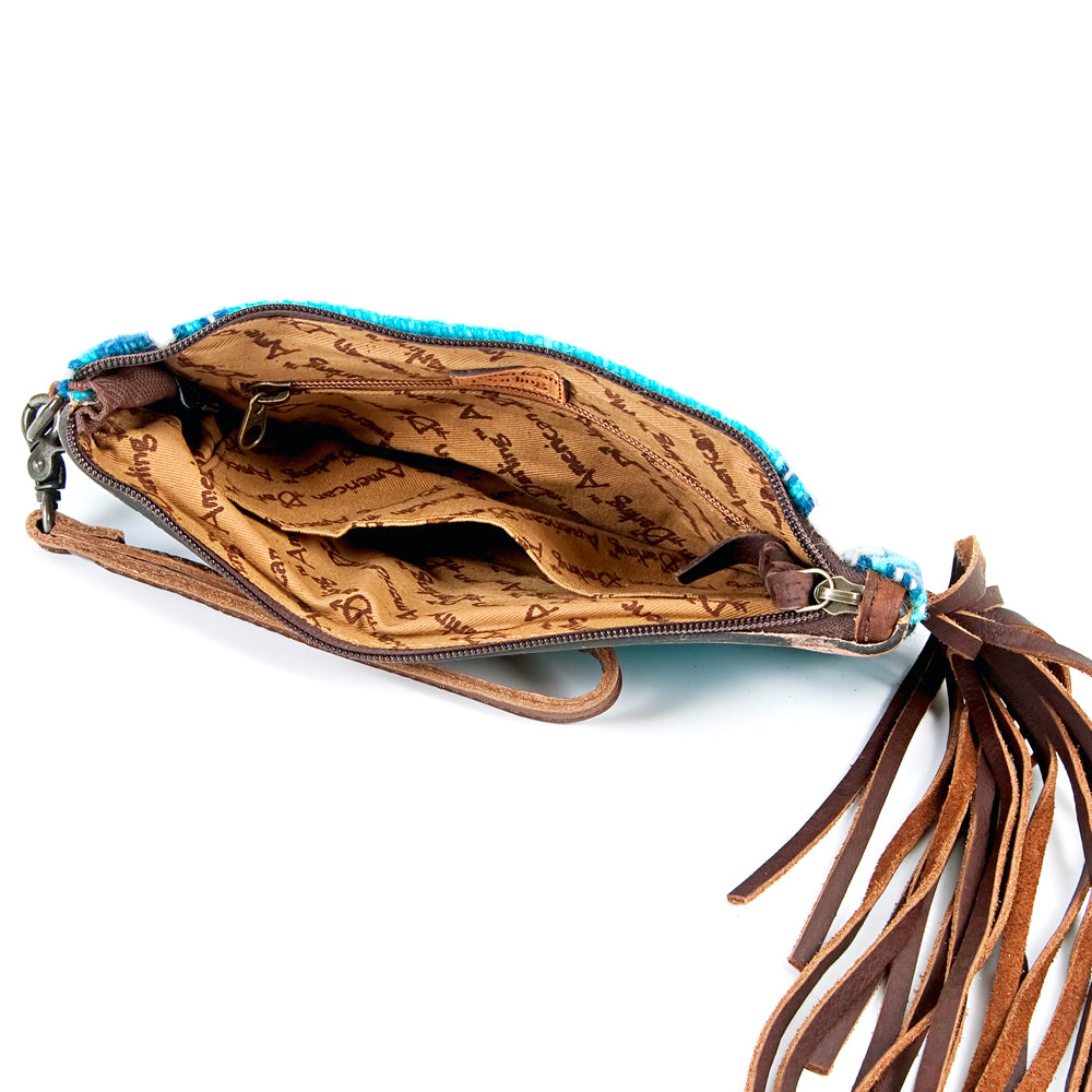 ADBG344K American Darling WRISTLET Hand Tooled Upcycled Wool Genuine Leather women bag western handbag purse