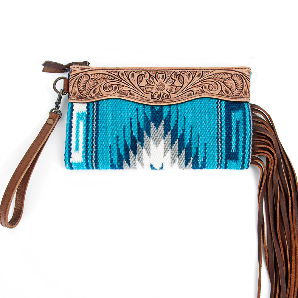 ADBG344K American Darling WRISTLET Hand Tooled Upcycled Wool Genuine Leather women bag western handbag purse