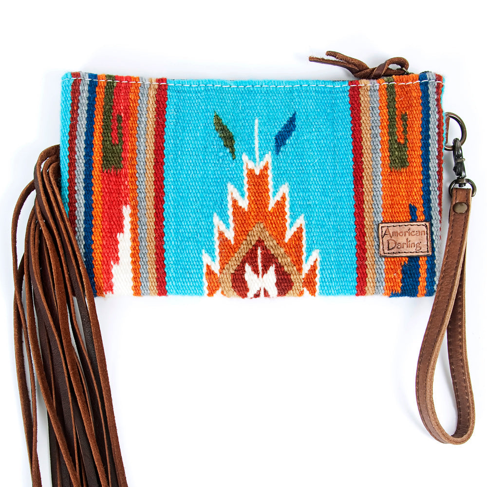 ADBG344O American Darling WRISTLET Hand Tooled Upcycled Wool Genuine Leather women bag western handbag purse