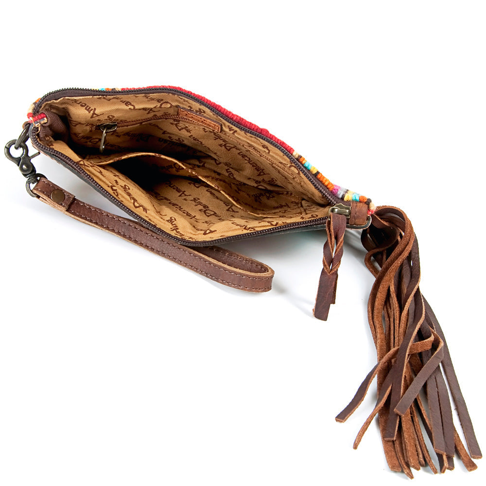 ADBG344Q American Darling WRISTLET Hand Tooled Upcycled Wool Genuine Leather women bag western handbag purse