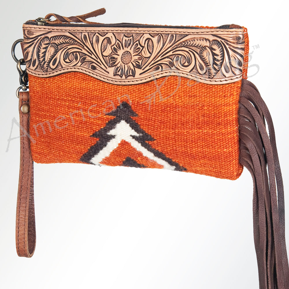 ADBG344S American Darling WRISTLET Hand Tooled Upcycled Wool Genuine Leather women bag western handbag purse