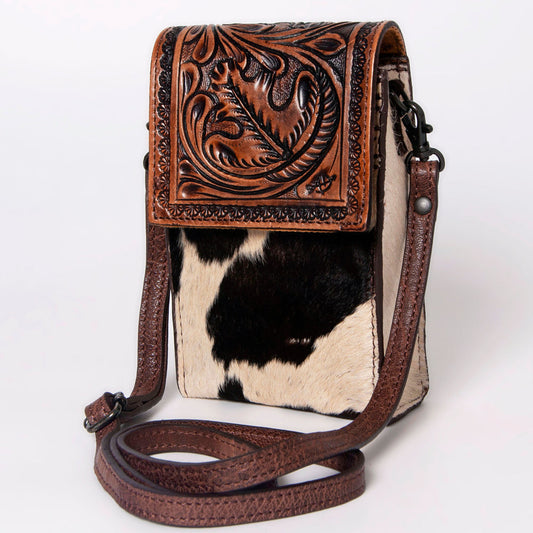American Darling CELL PHONE HOLDER Hand Tooled Hair-on Genuine Leather women bag western handbag purse
