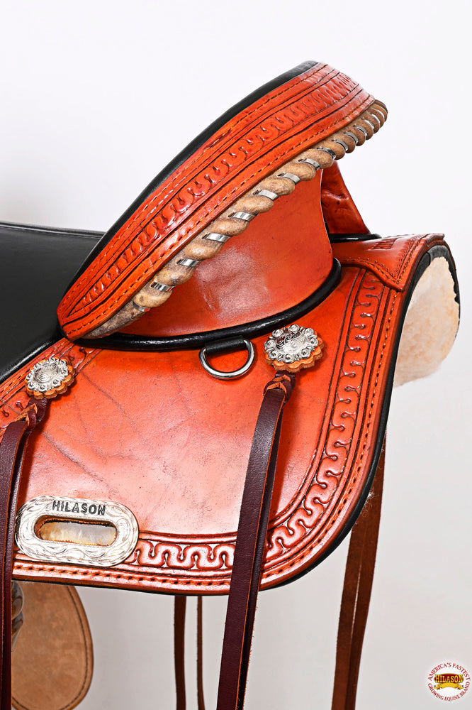Hilason Western Horse Treeless Trail Genuine American Leather Saddle