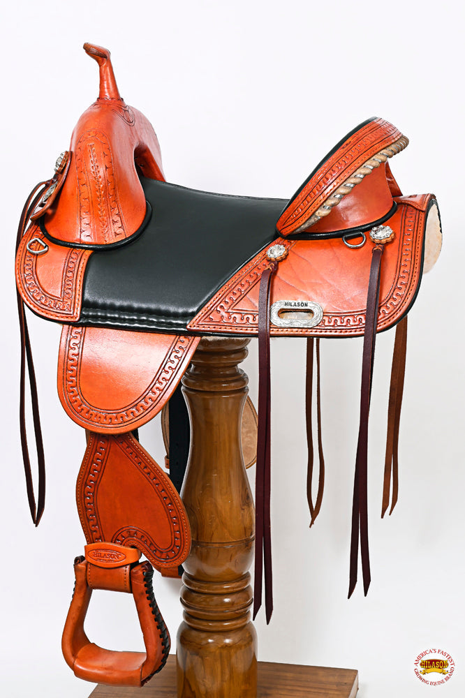 Hilason Western Horse Treeless Trail Genuine American Leather Saddle