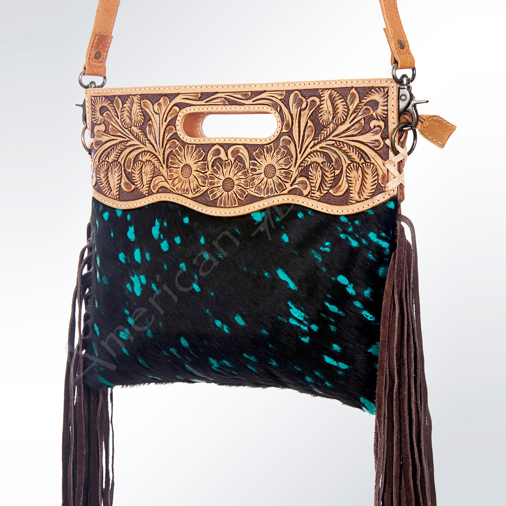 American Darling Clutch Hand Tooled Saddle Blanket Fabric Genuine Leather Western Women Bag Handbag Purse | Purses for Cute