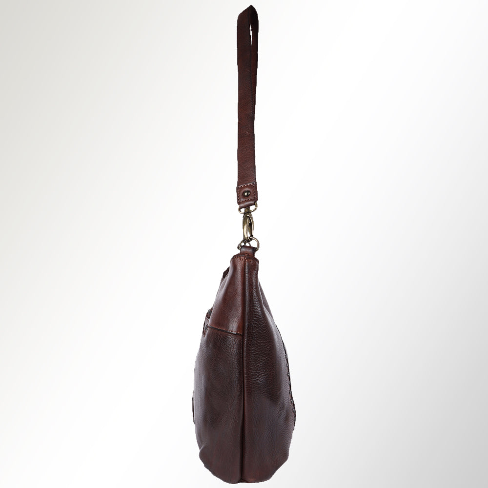 Spaghetti Western Swc140Brn Hobo Vintage Handmade Drum Dyed Genuine European Cowhide Leather Women Bag Western Handbag Purse