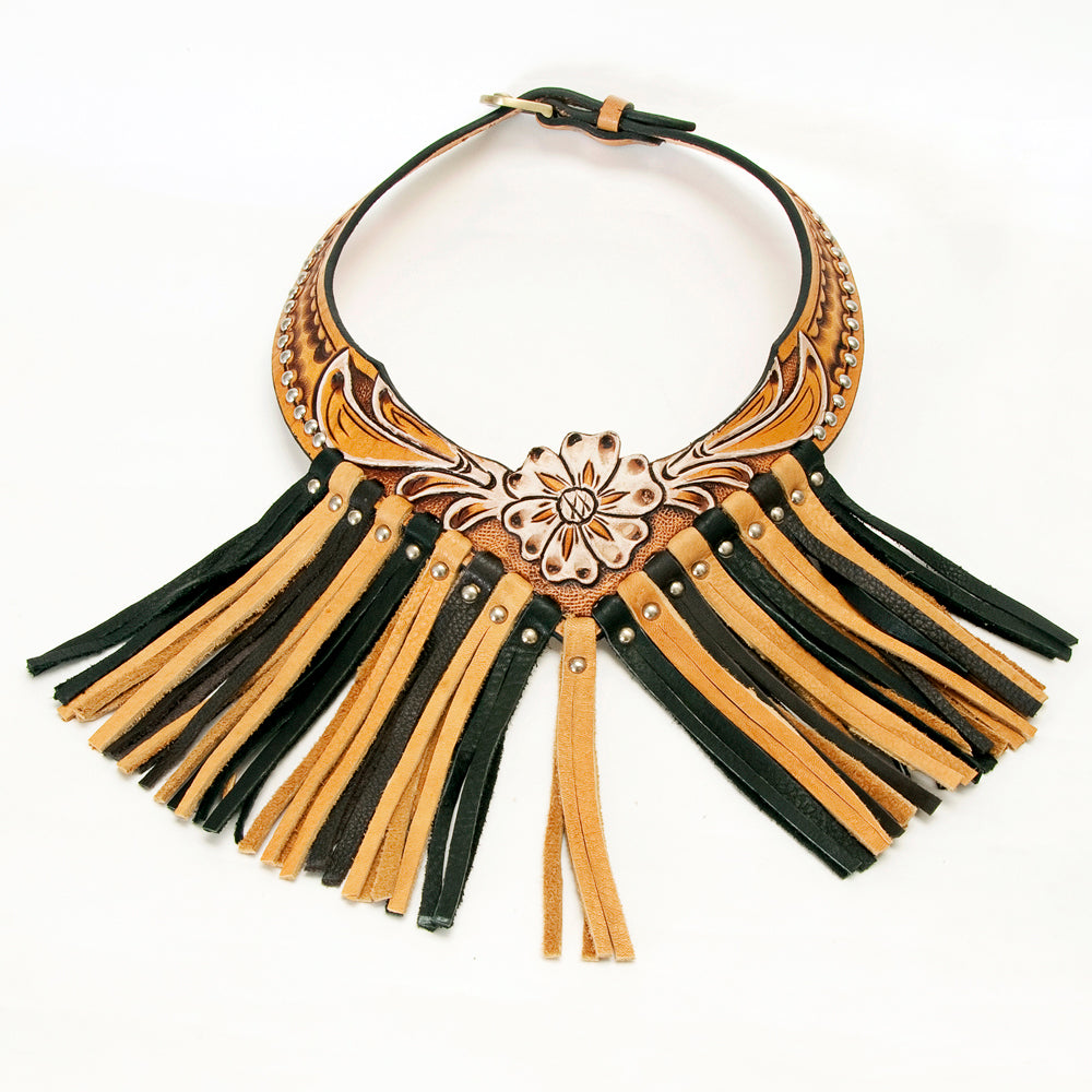 American Darling ADJWF101 Hand Tooled Carved Genuine Leather Jewelry Necklace