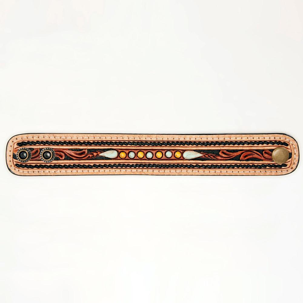 American Darling ADBRF150 Hand tooled carved Genuine Leather Bracelet women