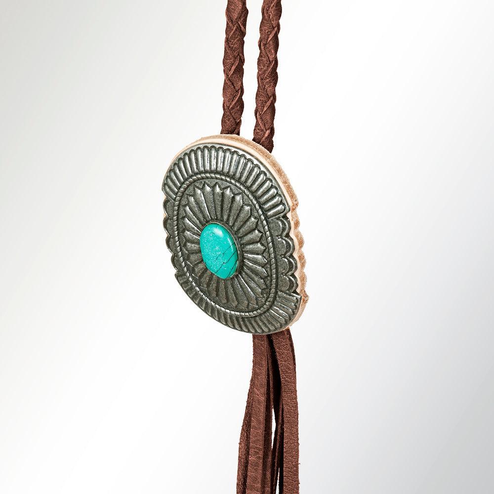 American Darling ADJW107C Braided Genuine Leather Jewelry Necklace with Concho