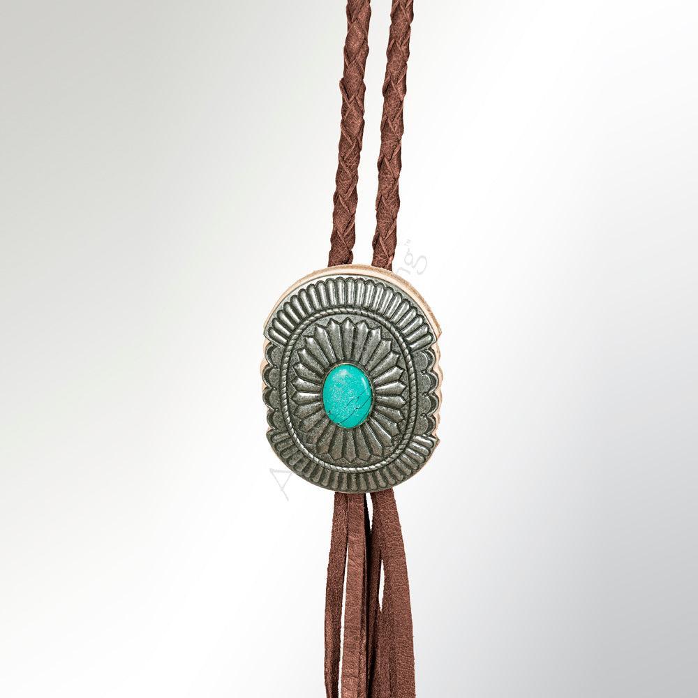 American Darling ADJW107C Braided Genuine Leather Jewelry Necklace with Concho