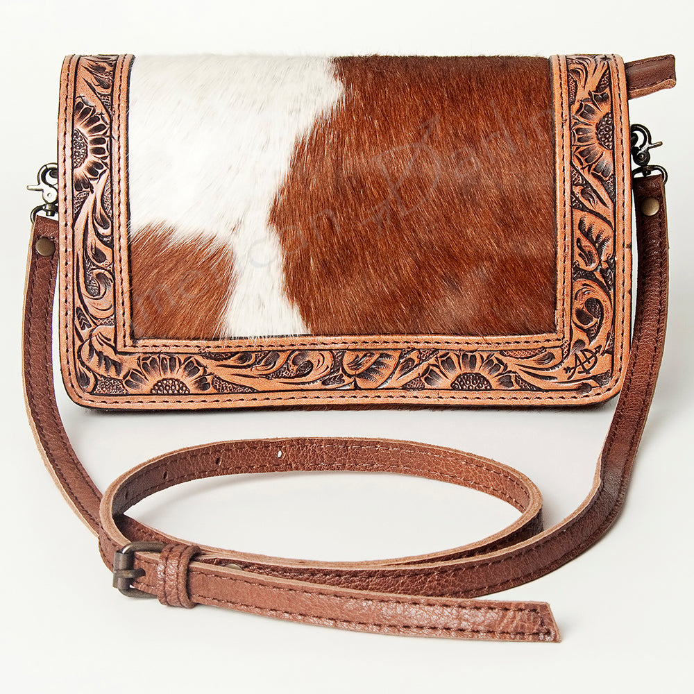 American Darling Cross Body Hand Tooled Hair on Genuine Leather Western Women Bag Handbag Purse |