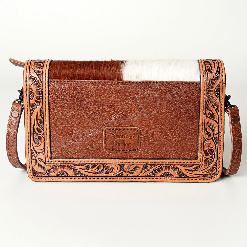 American Darling Cross Body Hand Tooled Hair on Genuine Leather Western Women Bag Handbag Purse |