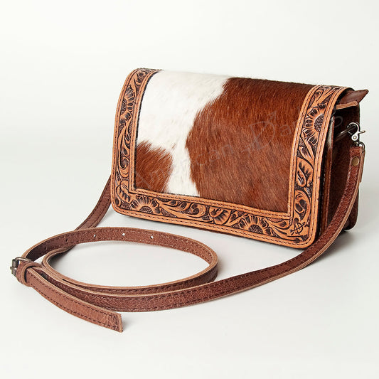 American Darling Cross Body Hand Tooled Hair on Genuine Leather Western Women Bag Handbag Purse |