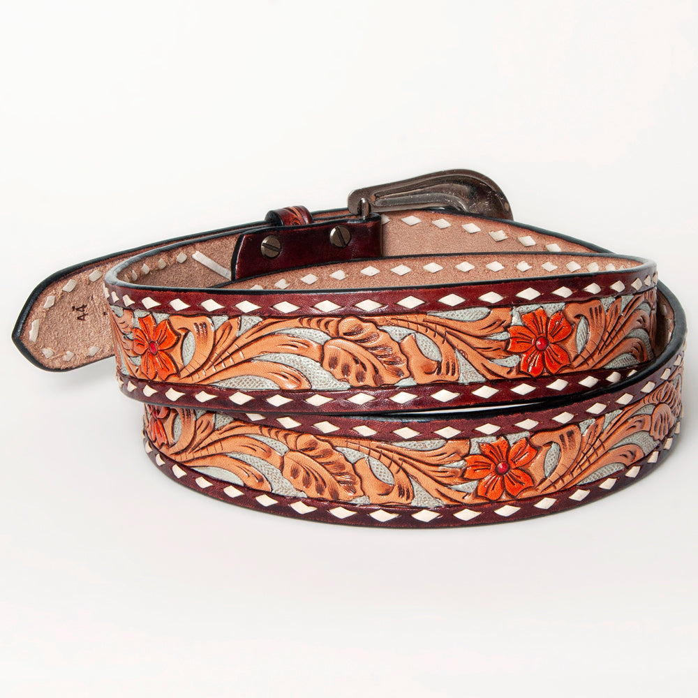 American Darling ADBLF120-L Beautifully Hand Tooled Genuine American Leather Belt Men and  Women