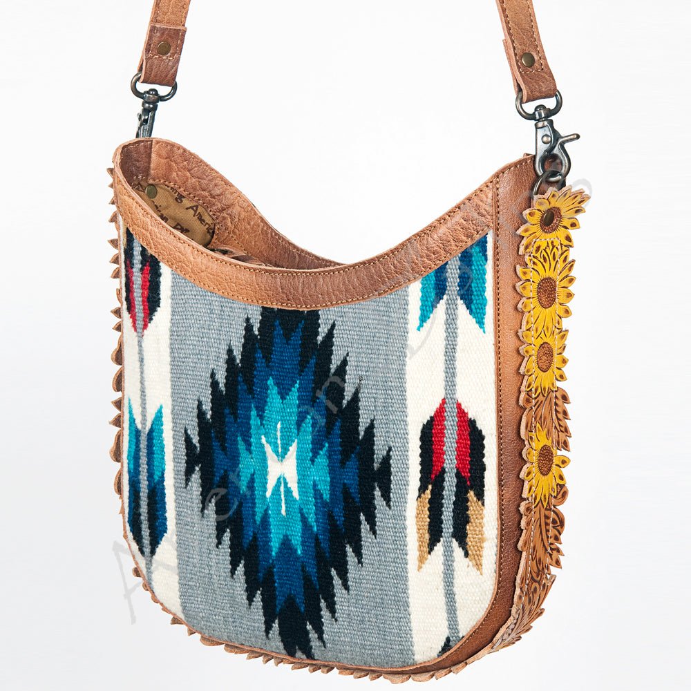 American Darling Hand Tooled Saddle Blanket Genuine Leather Women Bag Western Handbag Purse