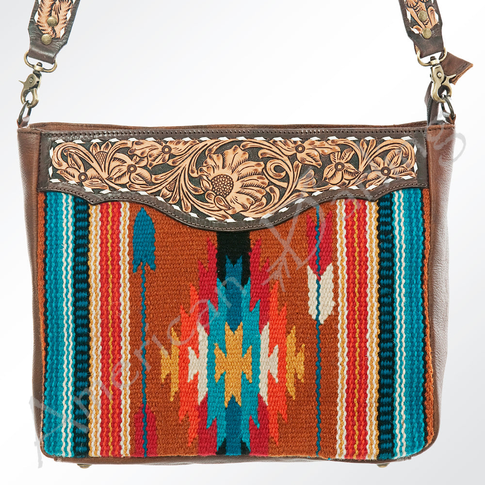 American Darling ADBGA181 Tote Hand Tooled Saddle Blanket Genuine Leather Women Bag Western Handbag Purse