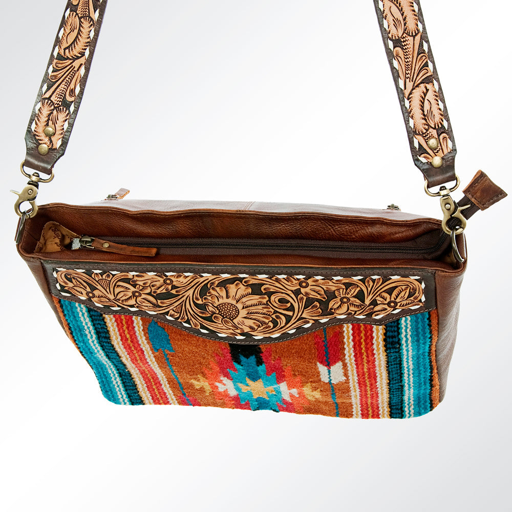 American Darling ADBGA181 Tote Hand Tooled Saddle Blanket Genuine Leather Women Bag Western Handbag Purse