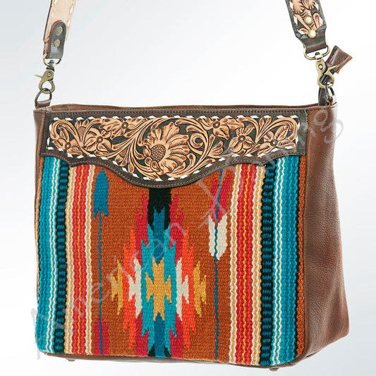 American Darling ADBGA181 Tote Hand Tooled Saddle Blanket Genuine Leather Women Bag Western Handbag Purse