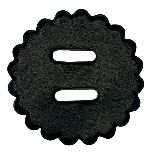 Hilason Slotted Scalloped Leather Rosette Concho Saddle Tack Black 2"
