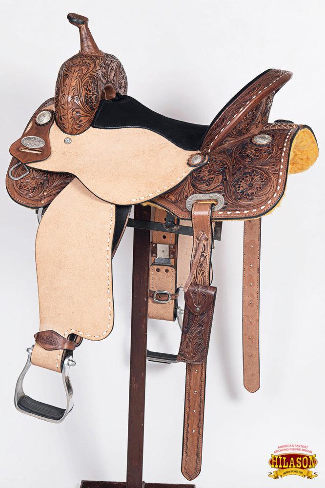 15 In Hilason Western Horse Barrel Racing Trail Pleasure American Leather Saddle