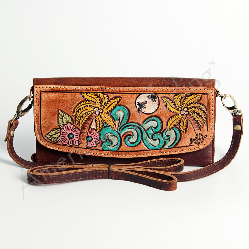 Hand Tooled Hand Painted Genuine Leather women bag western handbag purse