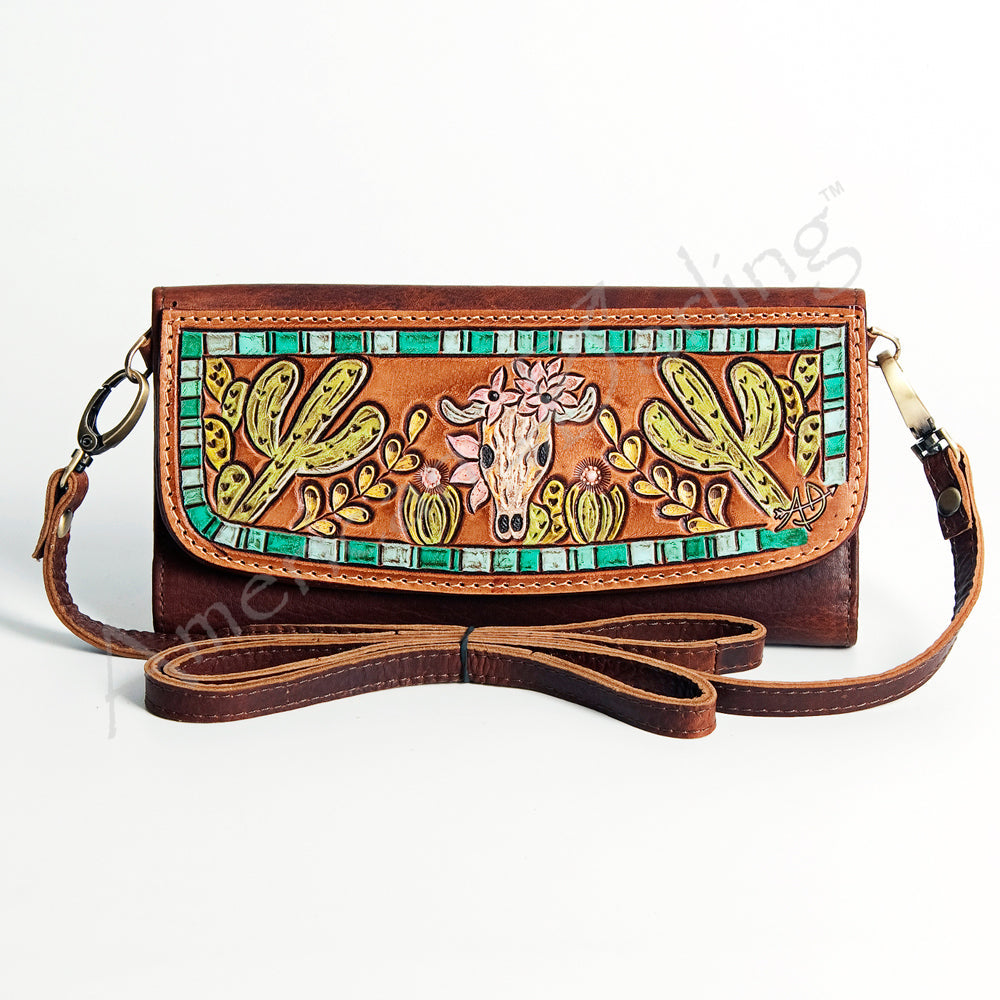 Hand Tooled Hand Painted Genuine Leather women bag western handbag purse