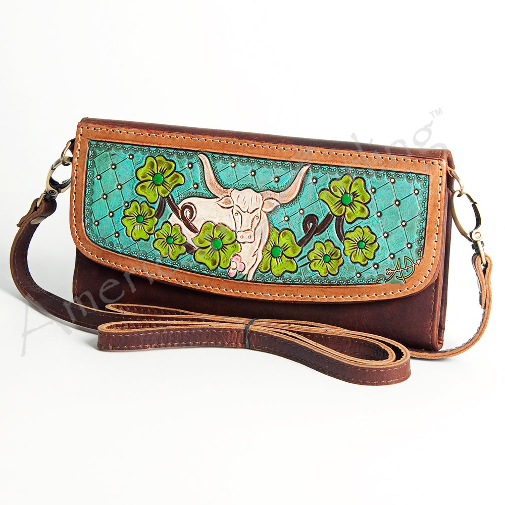 Hand Tooled Hand Painted Genuine Leather women bag western handbag purse