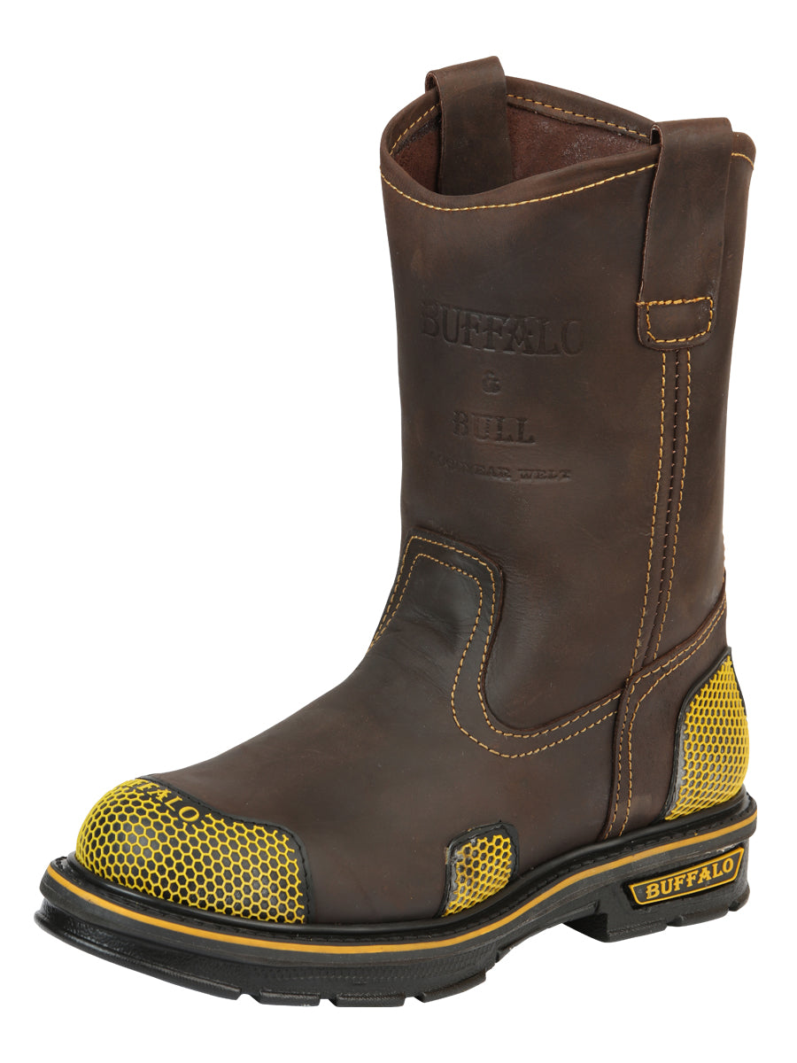 Buffalo & Bull Men's Work Boots in Brown/Yellow