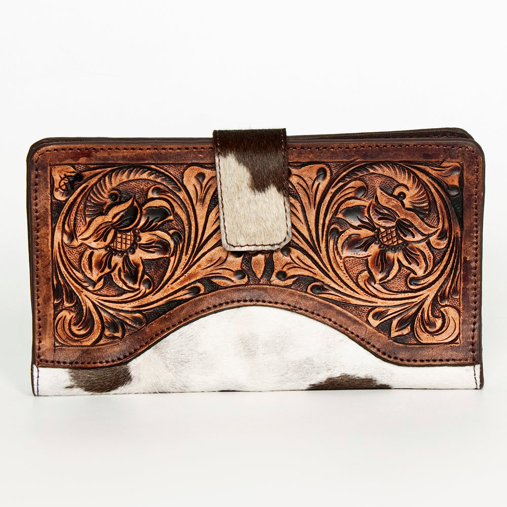 American Darling ADBGZ397 Wallet Hand Tooled Hair On Genuine Leather Women Bag Western Handbag Purse