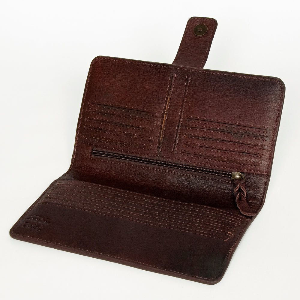 American Darling ADBGZ397 Wallet Hand Tooled Hair On Genuine Leather Women Bag Western Handbag Purse