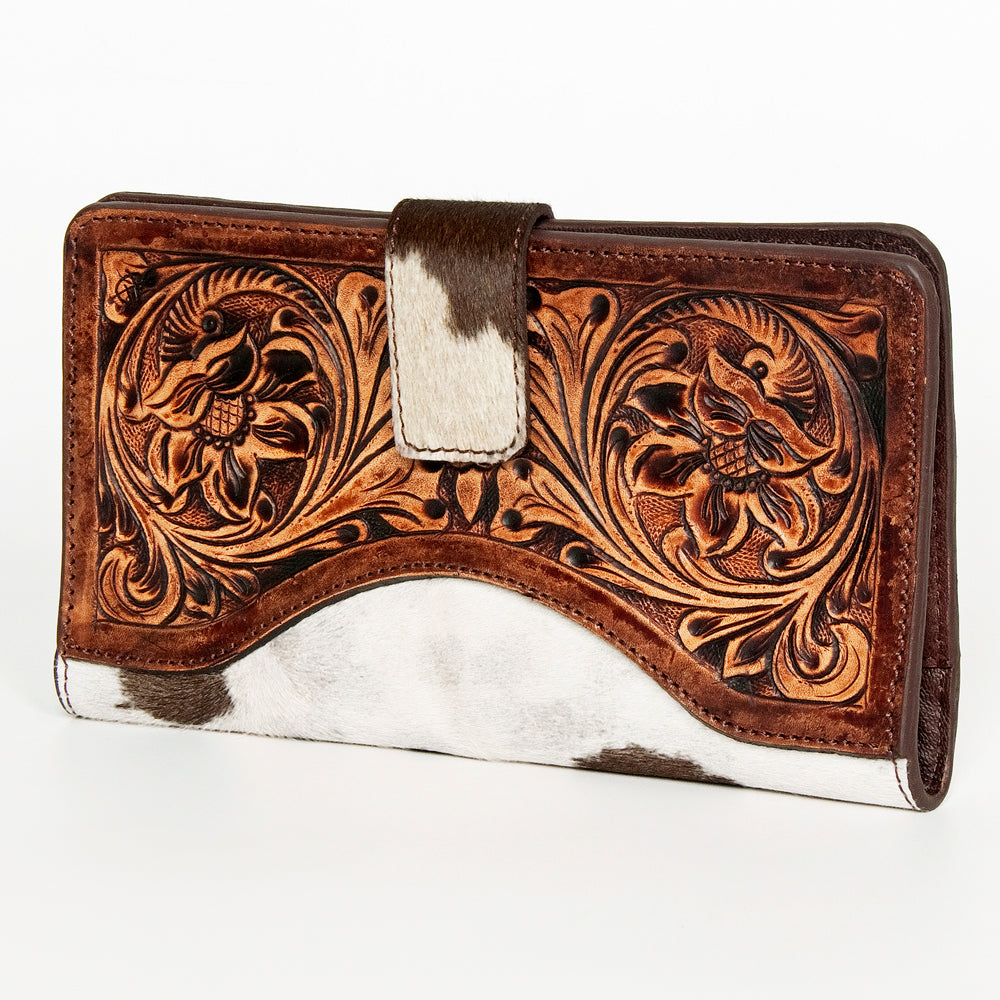 American Darling ADBGZ397 Wallet Hand Tooled Hair On Genuine Leather Women Bag Western Handbag Purse