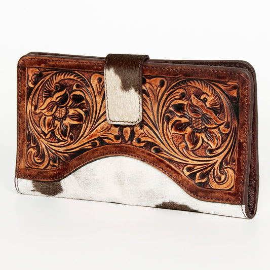 American Darling Wallet Hand Tooled Hair on Genuine Leather Western Women Bag | Handbag Purse Wristlet Travel Clutch