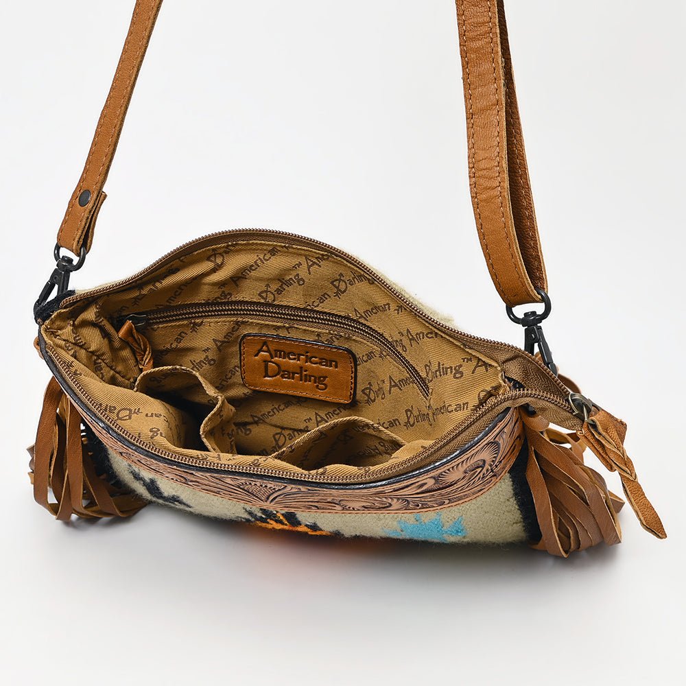 American Darling Cross Body Hand Tooled Saddle Blanket Genuine Leather Women Bag Western Handbag Purse