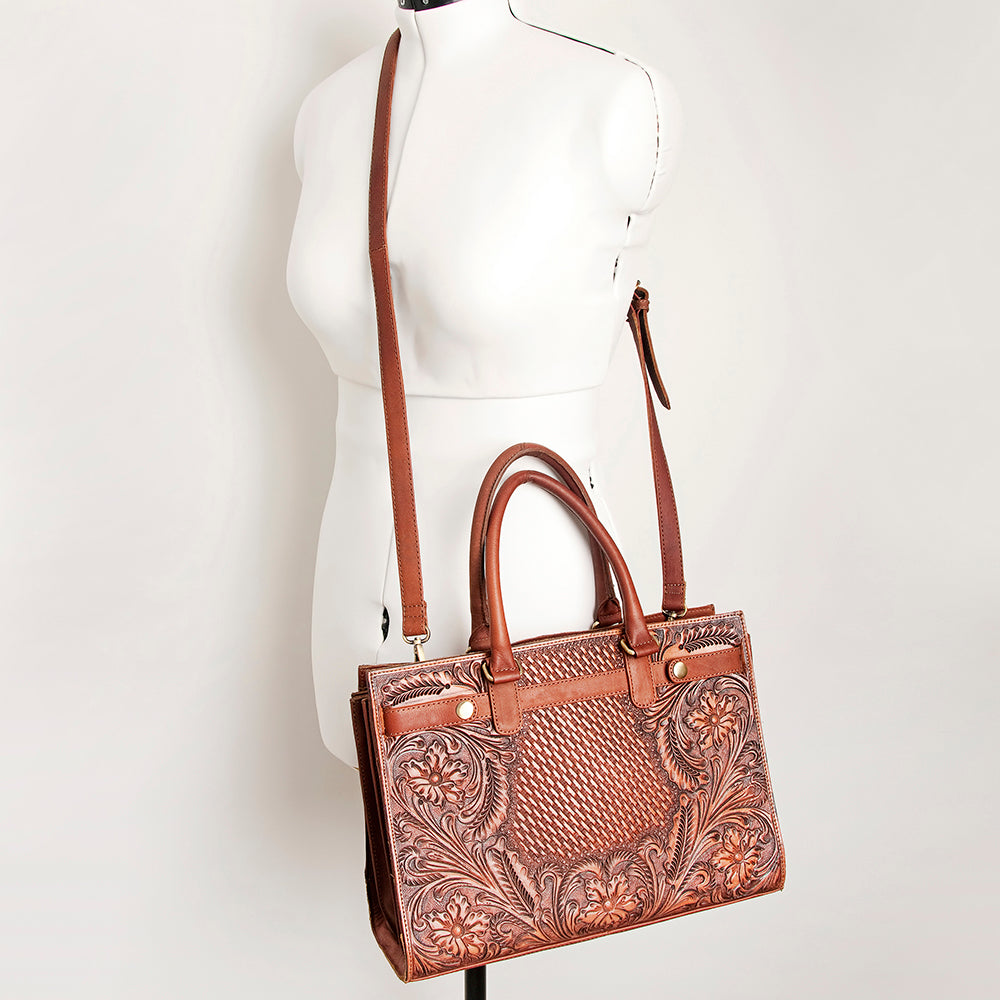 American Darling ADBGI191B Tote Hand Tooled Genuine Leather Women Bag Western Handbag Purse