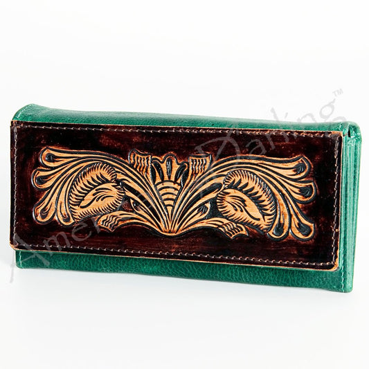 American Darling Wallet Hand Tooled Genuine Leather Women Bag Western Handbag Purse