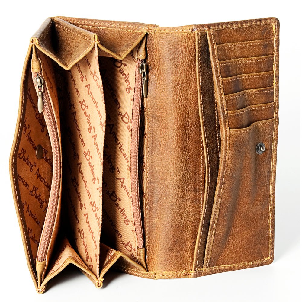 American Darling Wallet Hand Tooled Genuine Leather Women Bag Western Handbag Purse
